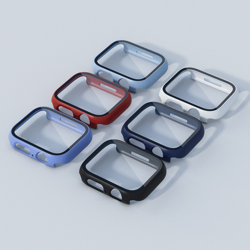 Applewatch 456SE representative case Apple film case integrated pc frosted protective cover tempered film watch case