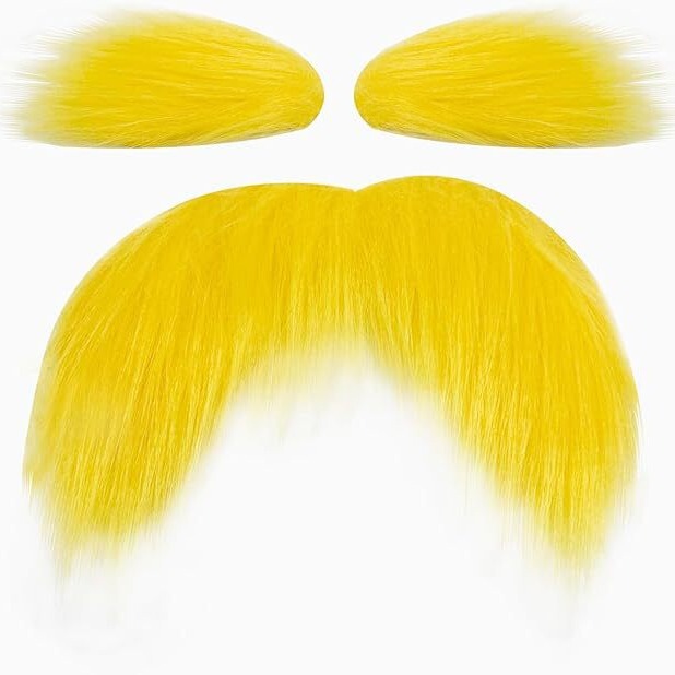 Yellow old Les with cartoon beard dress props party ball funny creative beard factory wholesale