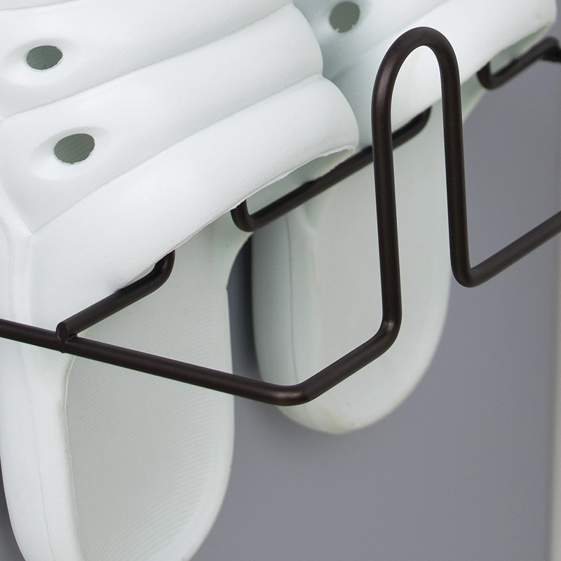 现代简约铁艺壁挂式置物架浴室拖鞋架子免钉免打孔鞋子收纳架鞋架