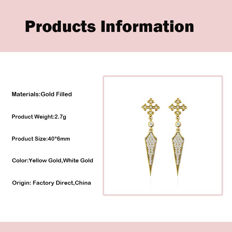 Womenu0027S Fashion Stone Cone Type Copper Zircon Earrings Inlay Copper Earrings