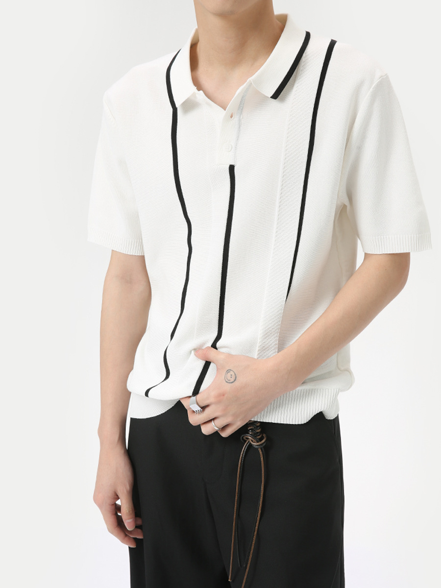 MTLCLOTHES para hombre | 2024 verano nuevos productos, contraste simple, holgura, estilo perezoso, punto, manga corta, top de moda