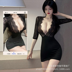 Lingerie for sexy OL secretary, tempting and fiery on the bed, easy to wear, open-legged uniform for women, 1605