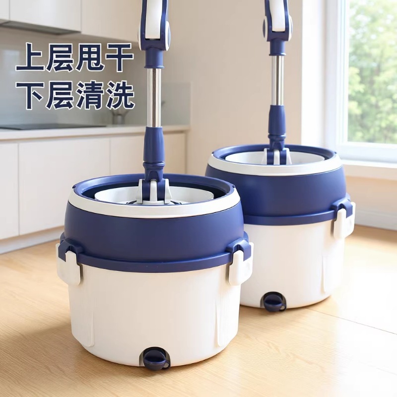 Single Barrel Spin Mop 2025 New Household Mop Mop Bucket Floor Mop Spin Dry One Mop Single Barrel Miaojia Cross-Border