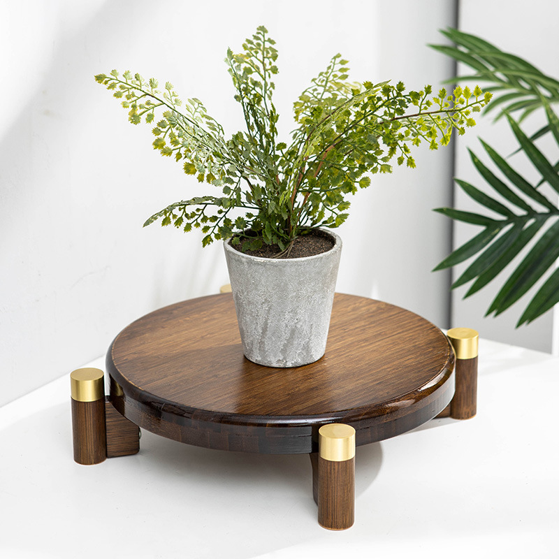Soporte de flores de bambú de pie estante de almacenamiento interior maceta soporte sala de estar soporte de flores balcón verde rábano colgante orquídea chino soporte de flores
