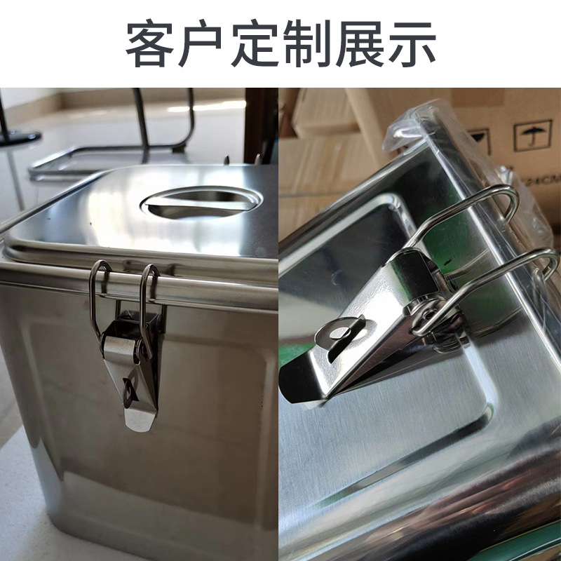 B4DR Stainless Steel Square Bucket with Lid, Thickened Moistureproof and Pest-Proof Rice Storage Container, Household Sealed Storage Bucket