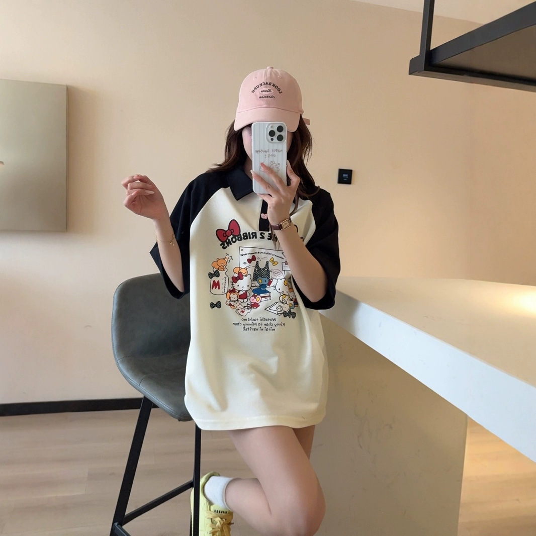 女童夏季短袖T恤2025新款初中生女孩独特漂亮衣服女大童夏装上衣