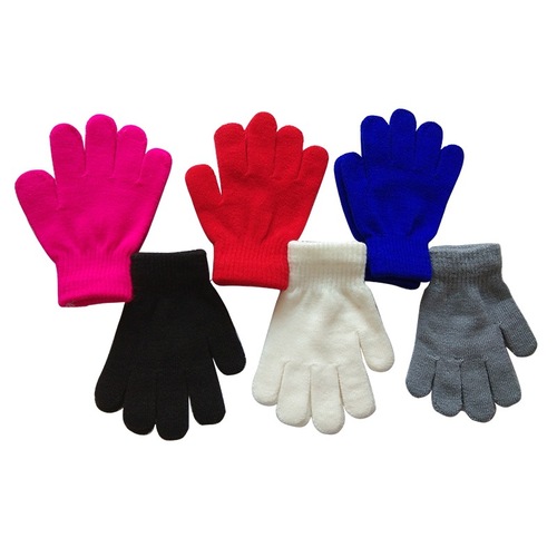 Children's Knitted Warm Mittens for 5-10 Years Old, Single Color, Writing Performance Magic, Cotton-Padded, for Primary School Students