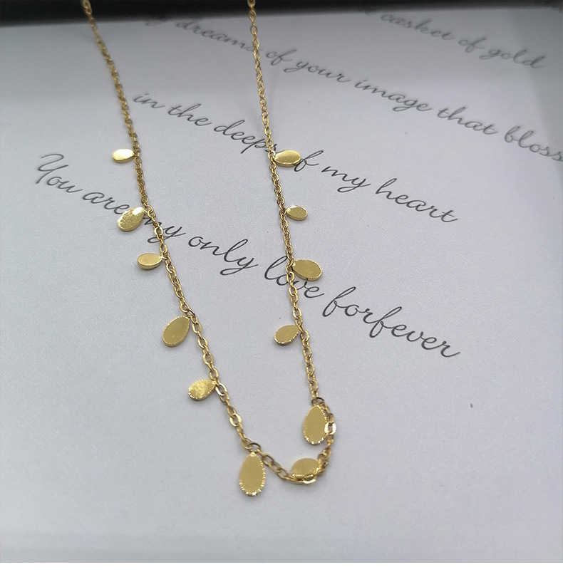 Women's Gender Simple Style Round Square Water Droplets Titanium Steel Plating Necklace