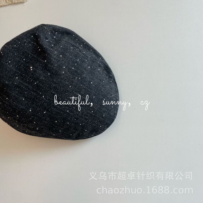 港式复古风时髦精穿搭毛呢棉麻格子前进帽儿童反戴贝雷帽|undefined