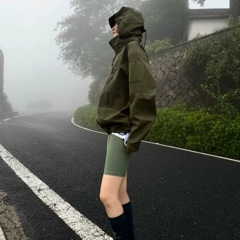 鸟家户外冲锋衣男全溢胶军鸟防风防水连帽战术外套男女硬壳登山服