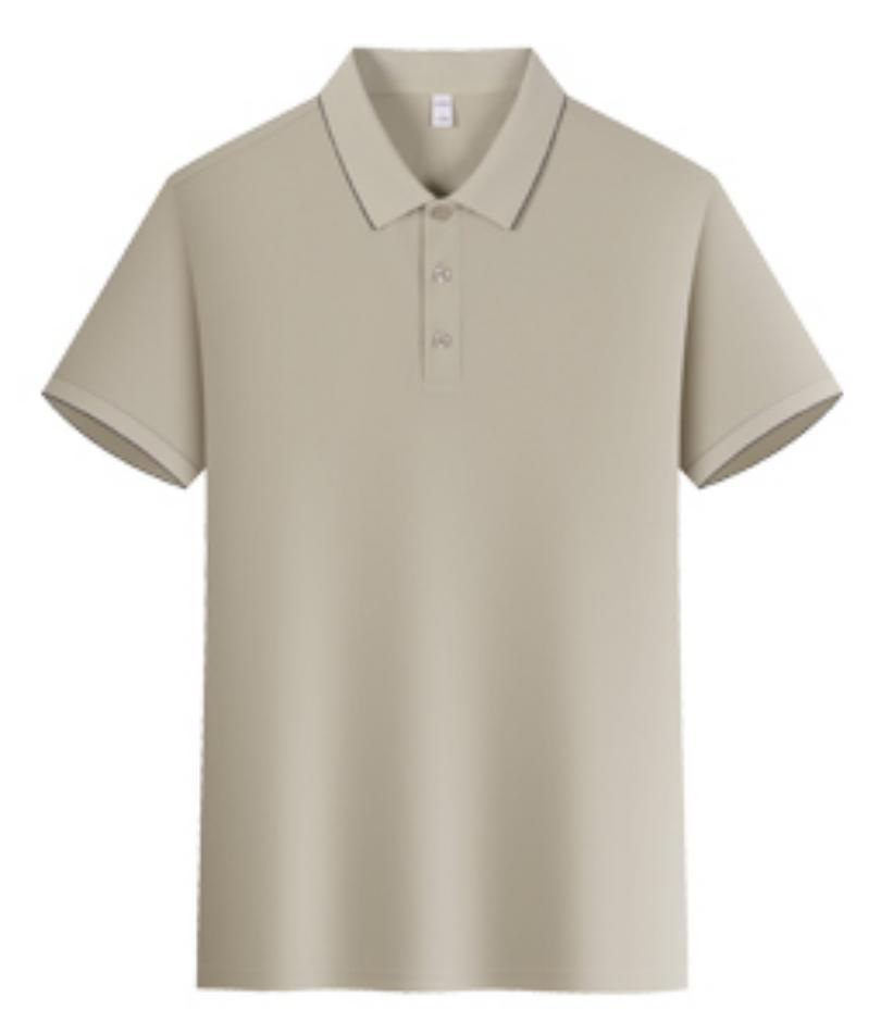 Calidad Verano frío, transpirable, ligero, lujo, fragancia fresca, poliéster, amoníaco, solapa de color sólido, camisa POLO en vivo, camiseta de manga corta