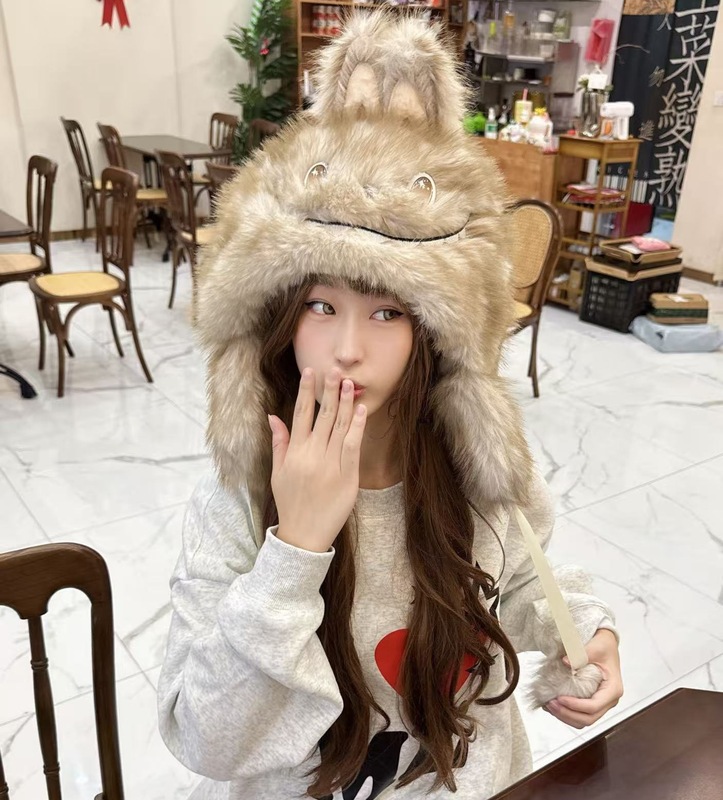 冬季新款加绒加厚拉布布毛绒帽子女保暖防风防寒可爱护耳雷锋帽子|undefined