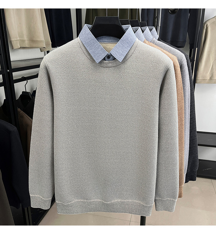 Herbst/Winter 2026/2025: Neues zweiteiliges Herren-Langarmshirt mit Fleecefutter, dicker, einfarbiger Sohle und schlichtem Design_voghion.com