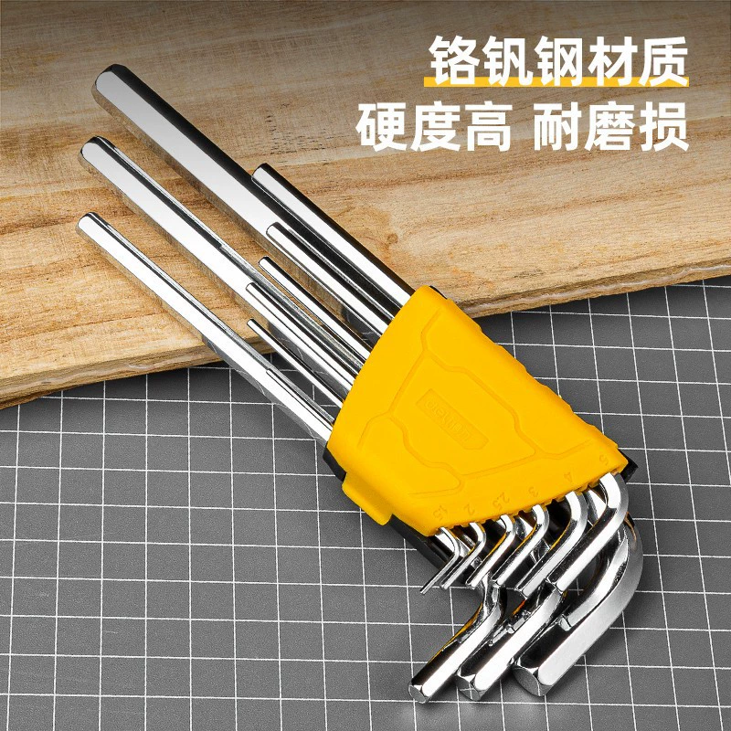 Hexagonal wrench, universal set, screwdriver, ball head, 9 pieces