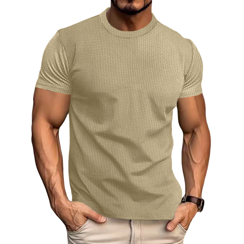 Nuevas camisetas de verano europeas y americanas de secado rápido para hombres espuma delgada camiseta deportiva casual de manga corta transpirable