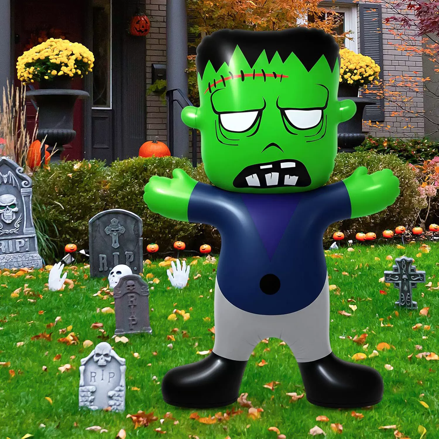 圣诞节恐怖场景充气绿色小人偶模型摆件充气鬼怪幽灵公仔鬼屋道具