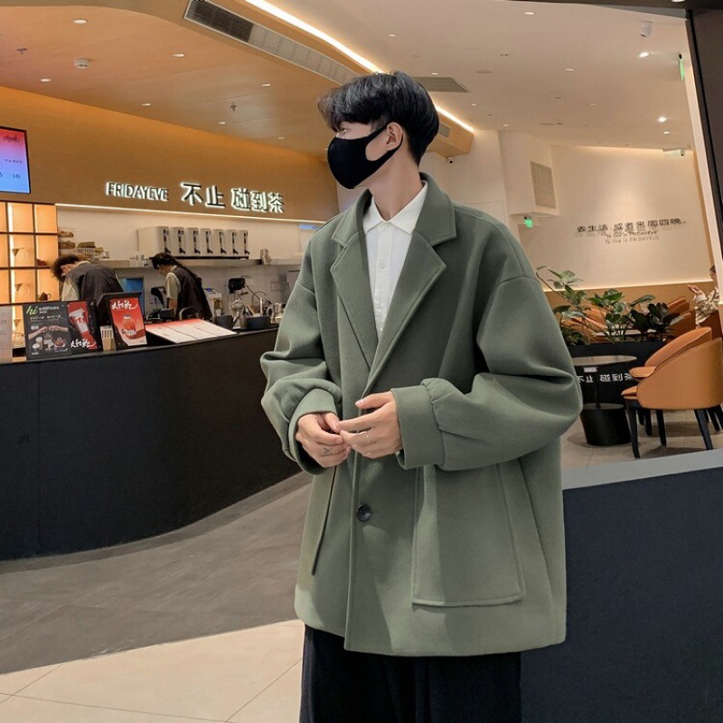 2023 모직 코트 남성 가을 겨울 패션 브랜드 하이 엔드 센스 두꺼운 짧은 모직 코트 루즈 캐주얼 재킷