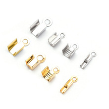 批发316不锈钢金色皮绳夹片 不锈钢皮绳手链项链夹扣 DIY饰品配件