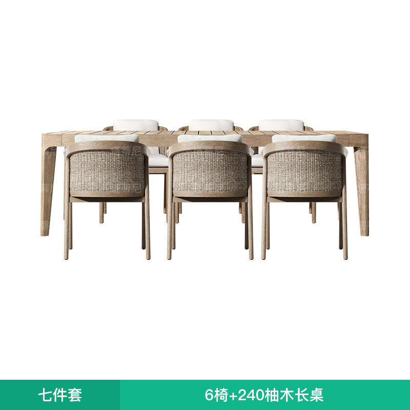 Conjunto de mesa y sillas de teca para terraza, patio, solarium, jardín, sillas de ratán resistentes al agua y al sol para exteriores.
