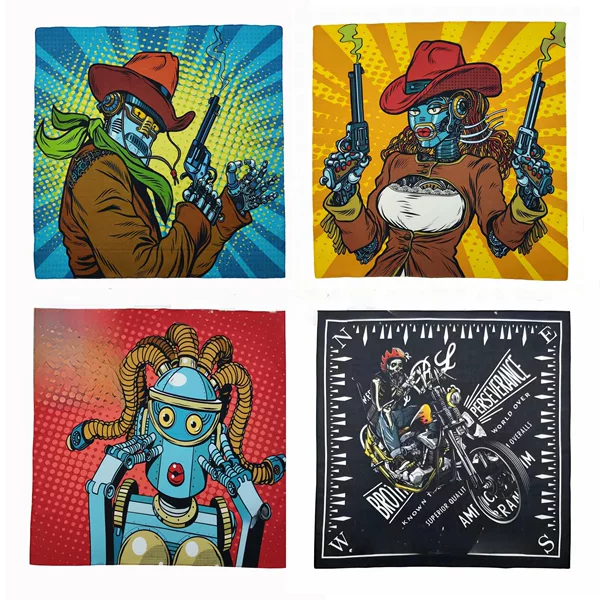 New Product in Stock Cotton Square Scarf American Retro Style Printed Square Scarf Outdoor Cycling Headscarf