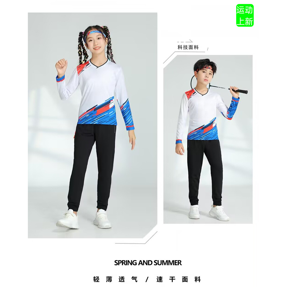 Children's Tennis Clothes suit Men's and Women's Training Clothes Volleyball Competition Sportswear Group-buying Badminton Jersey Long-sleeved T-shirt