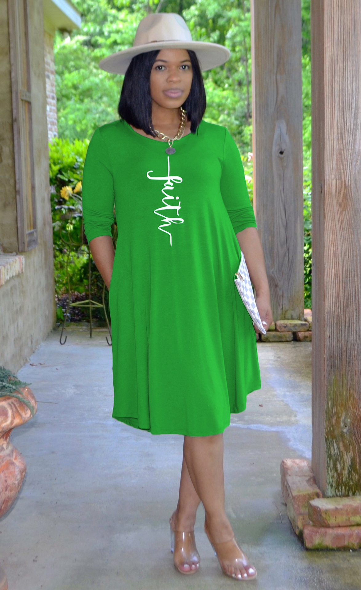 Casual Mid-Sleeve T-Shirt Dress NSALI108473