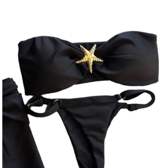 Neuer 2-teiliger Badeanzug mit Metallschmuck, sexy brasilianischer, eng anliegender Bikini, Damenbekleidung_voghion.com