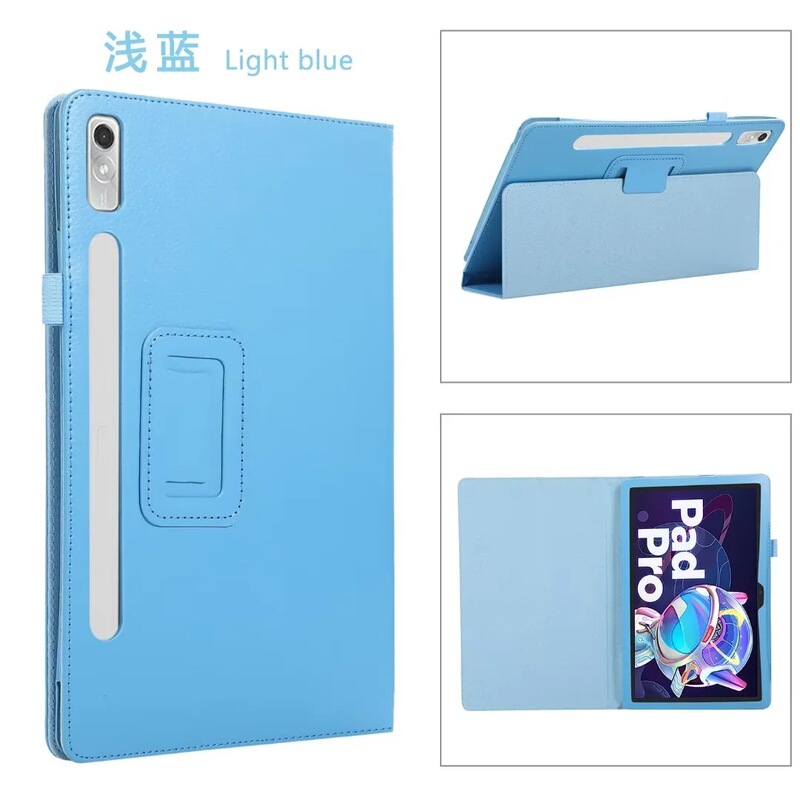 For Lenovo M10 Plus two-fold litchi pattern protective case small new P11 desktop bracket anti-drop j606 leather case