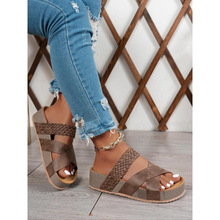 O 58654 Flat Platform Woven Beach Slippers ƽ�ױ�֯ɳ̲����