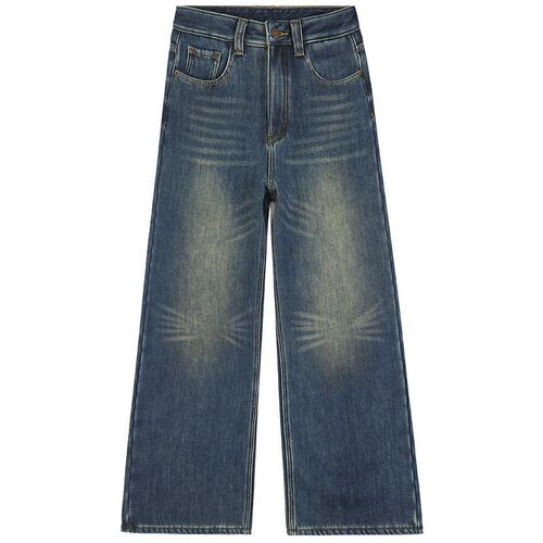 2025 New Fleece-lined and Thick Denim Jeans for Autumn/Winter, Loose Fit, Warm, Wide-leg, High-waisted, American Retro, Floor-length, Trendy Brand