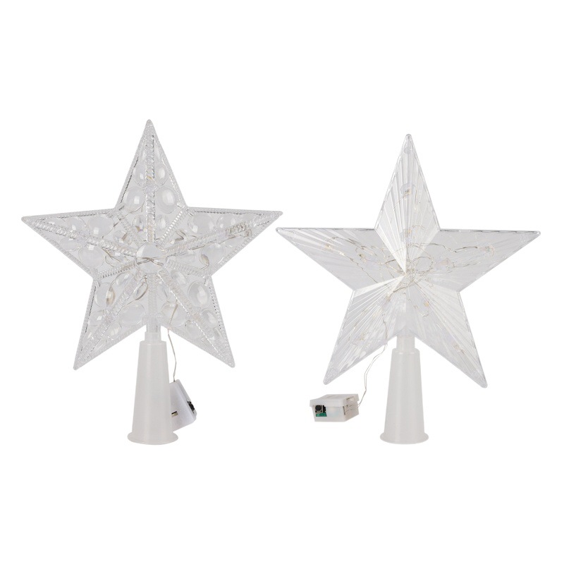 クリスマスの新しい発光樹頂星クリスマスツリー装飾用品は国境を越えてクリスマスの透明なランプ付き五芒星に特化している