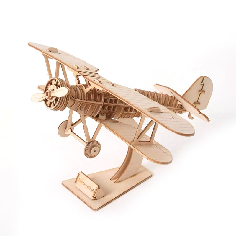 3D rompecabezas de madera biplano juguetes educativos para niños 3D rompecabezas de madera rompecabezas tridimensional de bricolaje