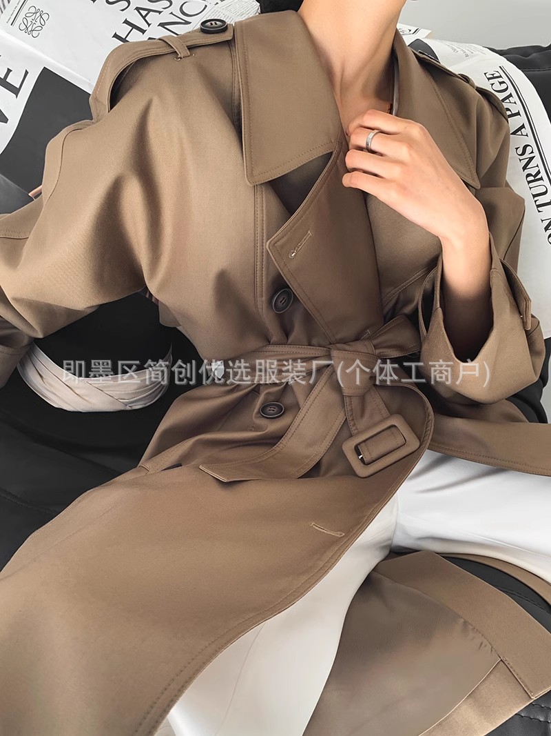 Khaki long trench coat