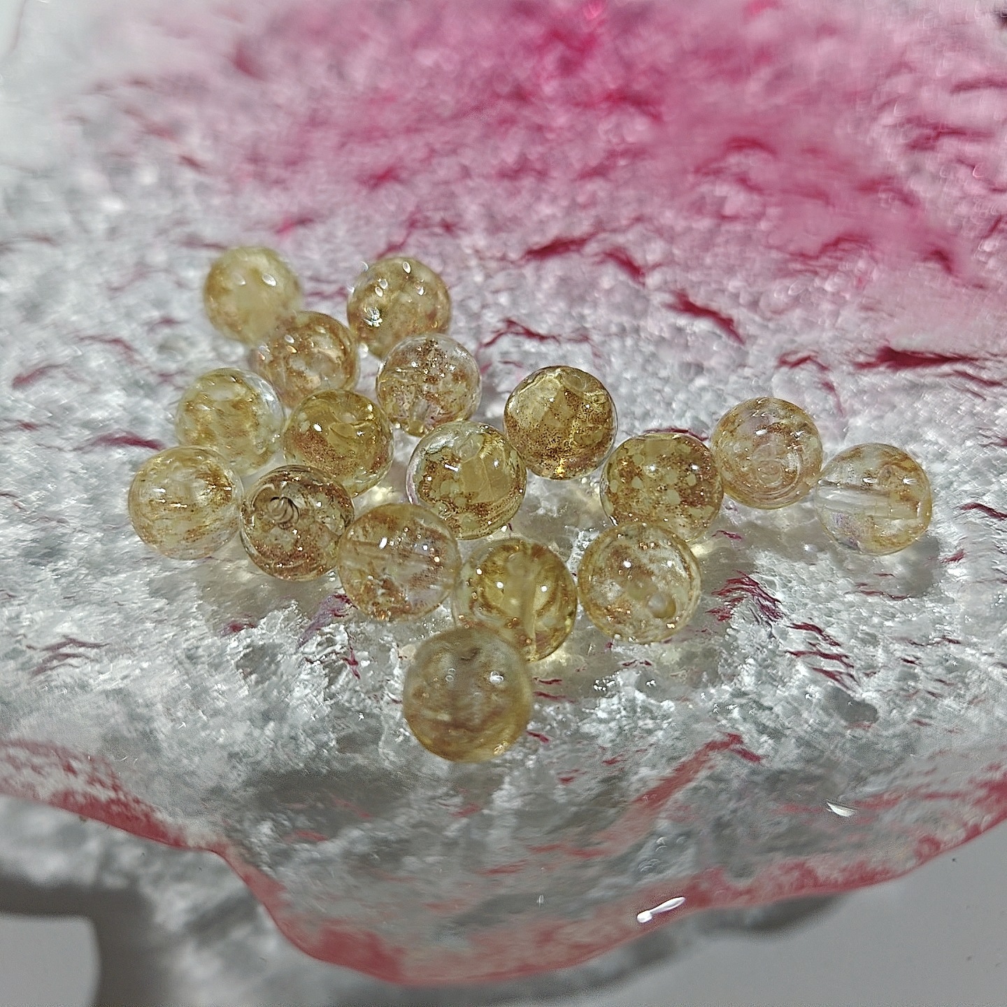 Cuentas de vidrio de arena de oro luminoso perlas sueltas cuentas redondas de cristal accesorios de la joyería de bricolaje pulsera material pulsera de cuentas