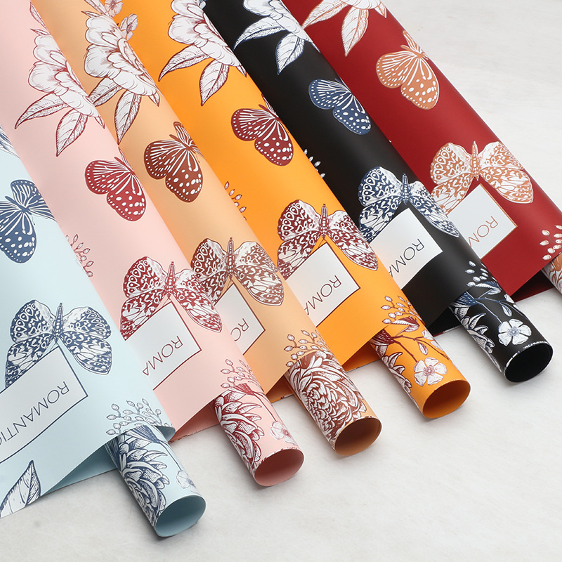 Flores de mariposa de flores de papel de embalaje de flores de oro de papel de embalaje de canasta abierta de papel de embalaje de película impermeable de flores materiales de ramo de flores