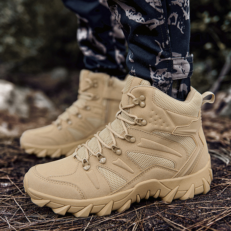 Men's Shoes Military boots men's large size combat mid cut workwear security shoes Delta hiking shoes outdoor camping desert boots_voghion.com