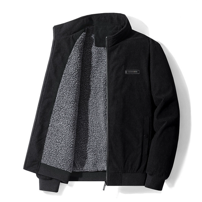 Men's demi-season keep warm corduroy thin jacket for leisure, plus size