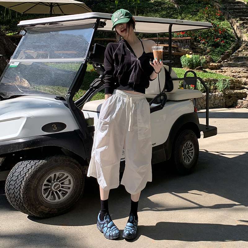 In-Stock Relaxed Natural Feel Lightweight Four-Color Breathable Casual Loose-Fitting Cropped Pants Wholesale