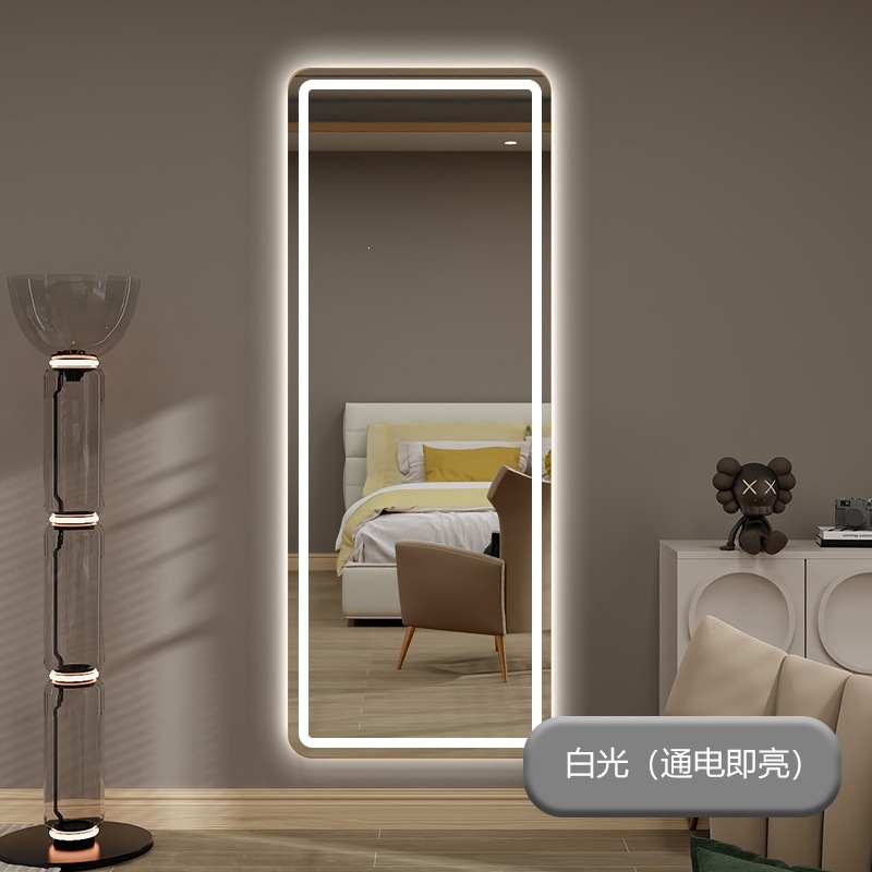 Espejo inteligente de detección cuadrada pantalla táctil dormitorio luminoso led pared prueba de vestir todo el cuerpo espejo espejo de baño image 7
