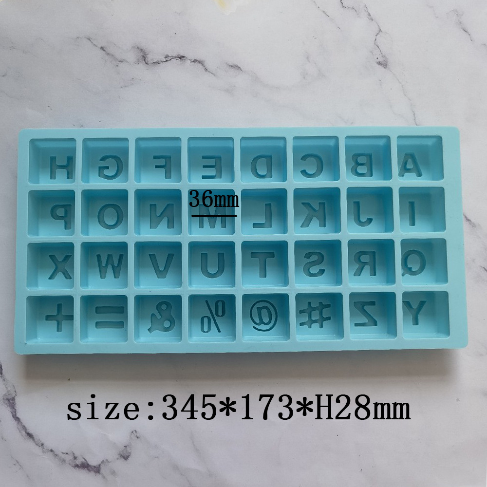 Gran alfabeto inglés 62 molde de silicona pastel helado pudín molde de postre jabón utensilios