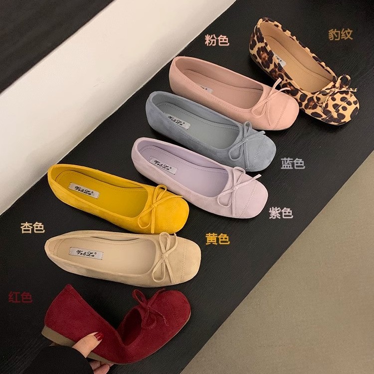 Zapatos planos bowknot francés zapatos individuales rojos zapatos de mujer zapatillas de ballet primavera suela suave zapatos de todo fósforo zapatos de leche