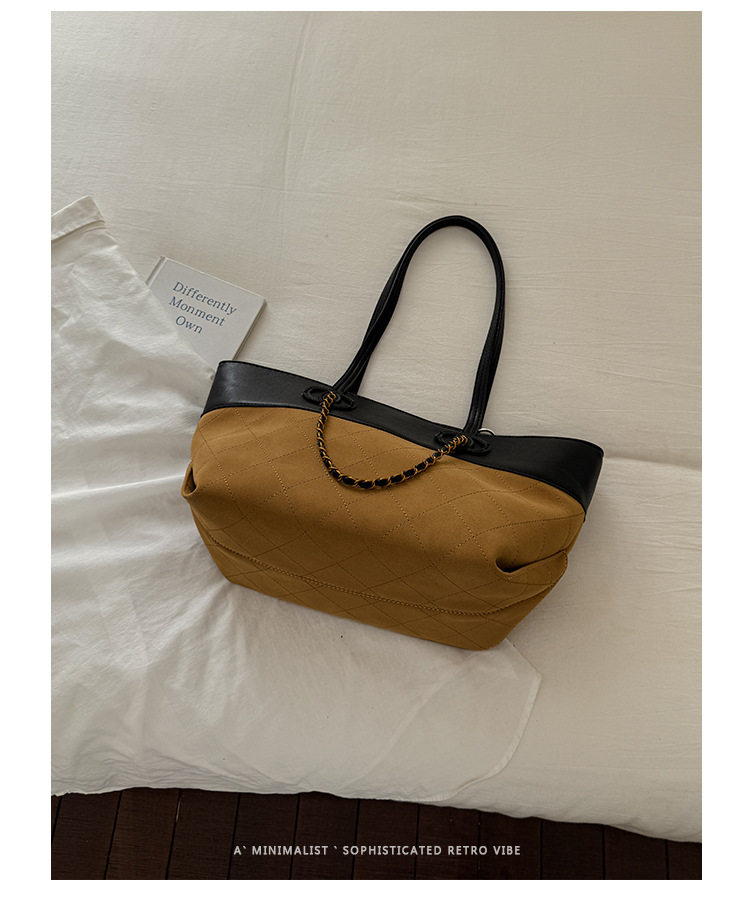 Túi tote nữ da PU cao cấp thiết kế tối giản dáng shopping bag dung lượng lớn đi làm — Màu vàng nâu không có mặt dây chuyền, Màu xanh lá cây không có mặt dây chuyền, Màu xám không có mặt dây chuyền, kaki không có mặt dây chuyền chi tiết 6