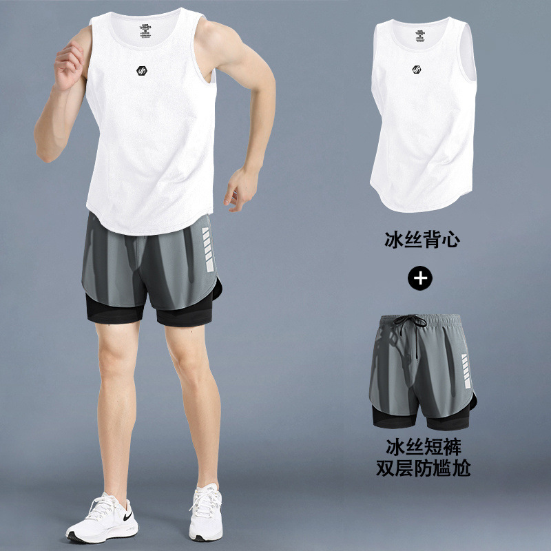 衣類 メンズ サマーショーツ ベスト ランニング用品 陸上競技 マラソン バスケットボール トレーニング 速乾 スポーツスーツ 工場|undefined