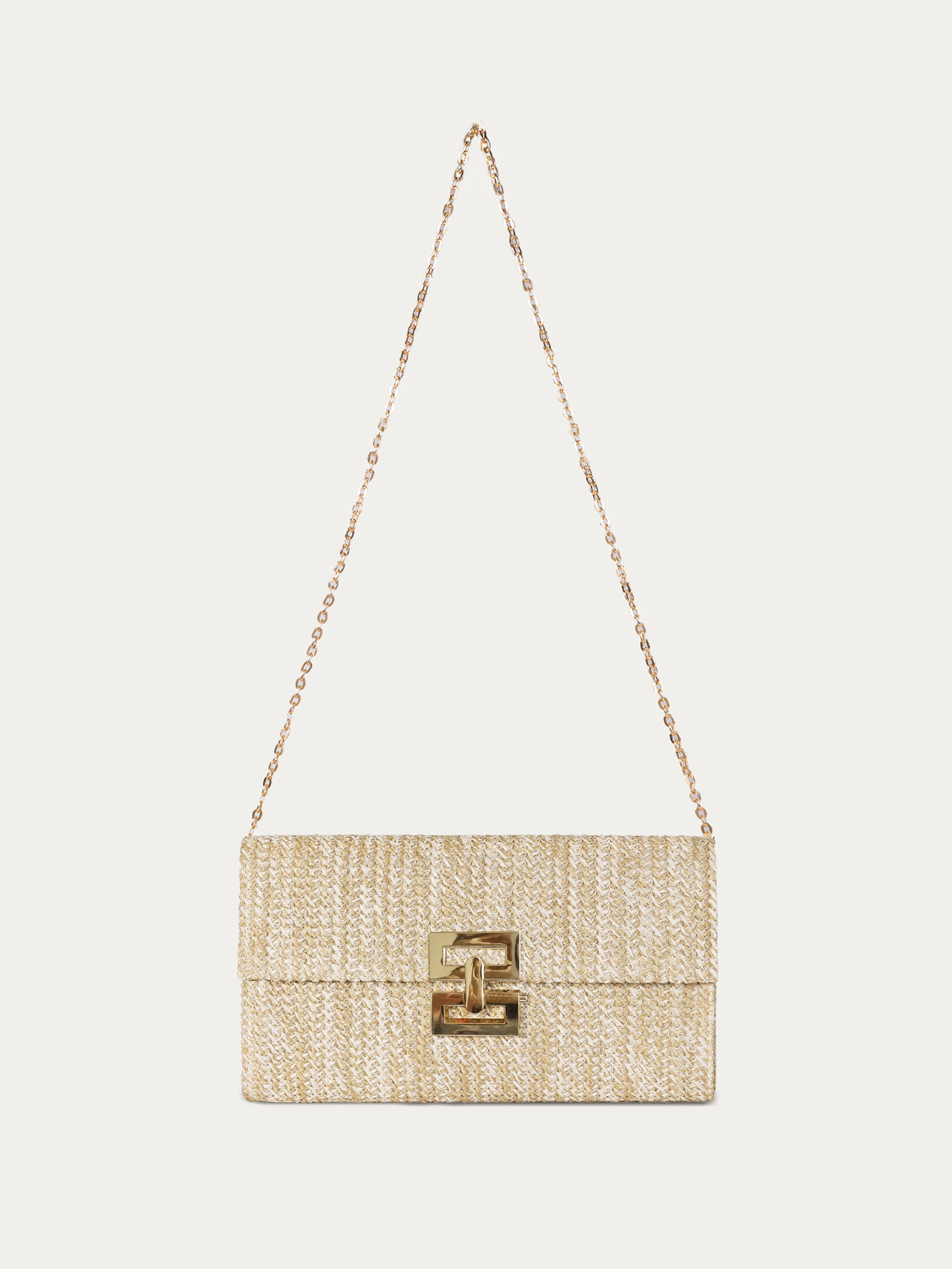 Straw Material Women's Small Straw Geometric Elegant Streetwear Straw Square Lock Clasp Straw Bag