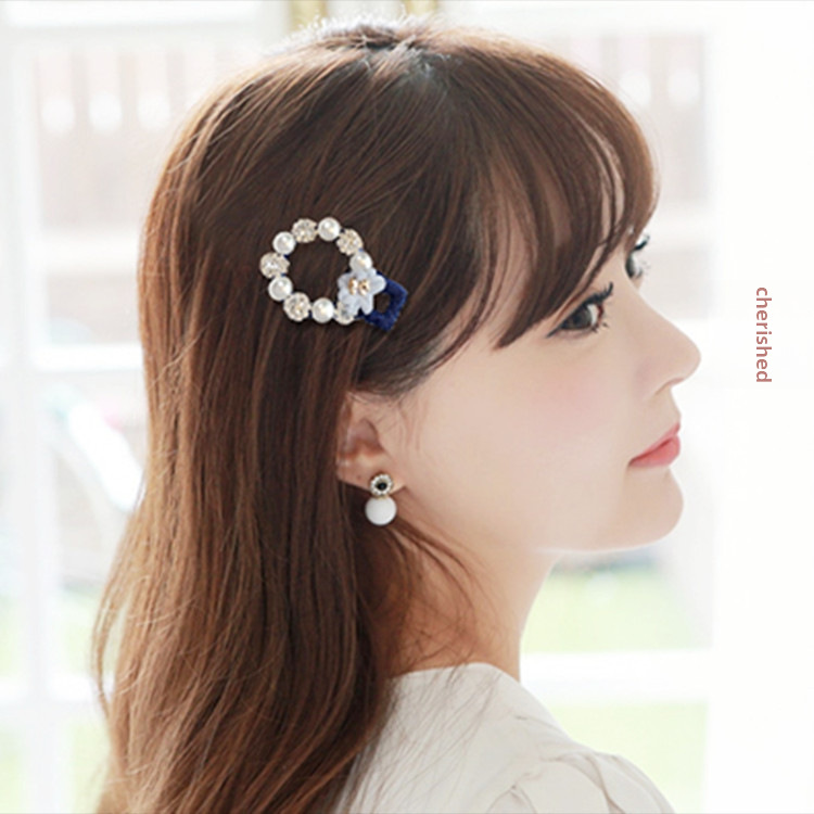 Coreano alla moda nuovo stile personalizzato donna forcina per capelli con strass carino fiore stile coreano frangia clip becco d'anatra clip accessori per capelli_voghion.com