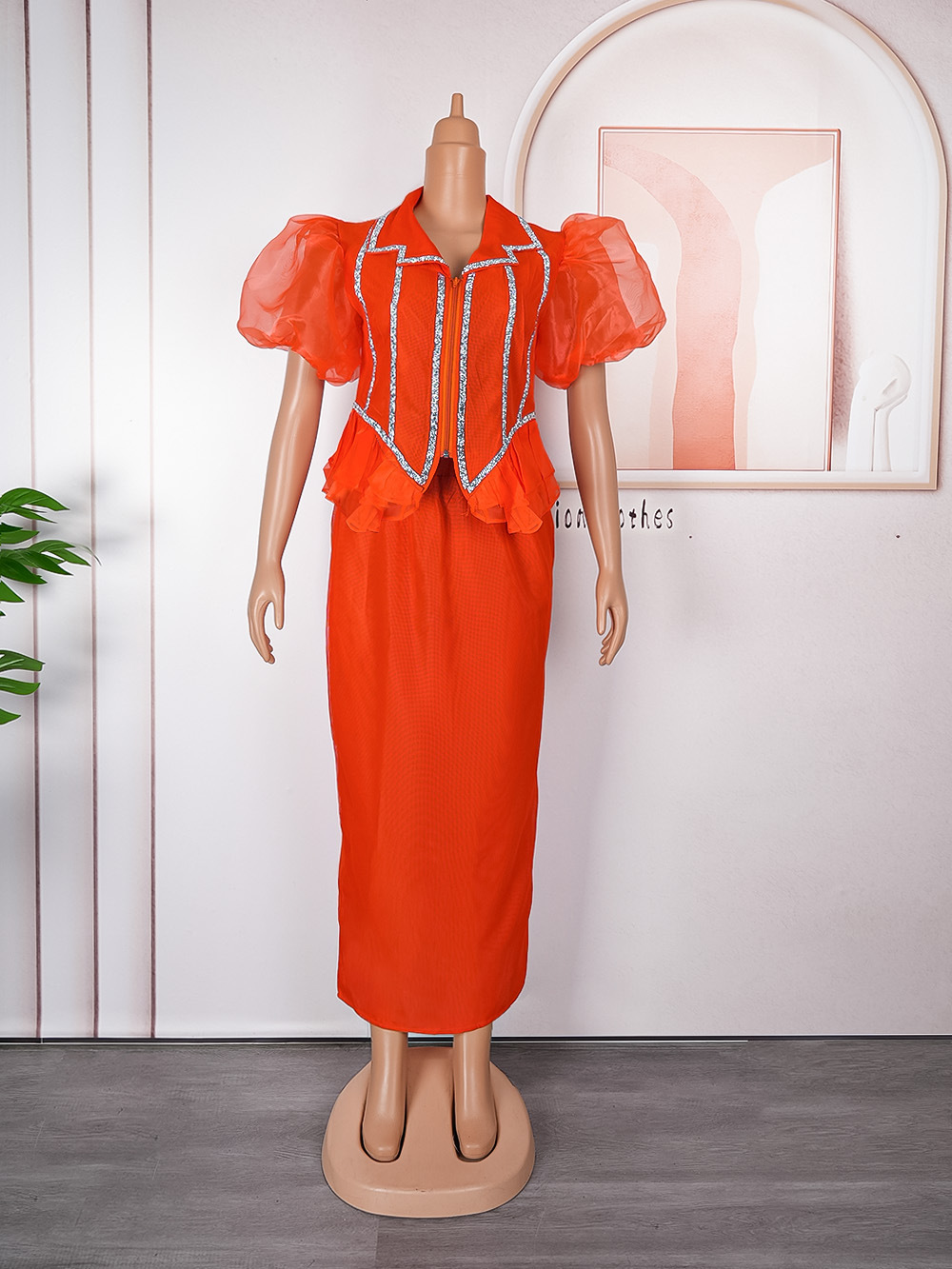 Vêtements pour femmes, ensemble jupe pour femmes, nouvelle robe deux pièces à coutures en diamant_voghion.com