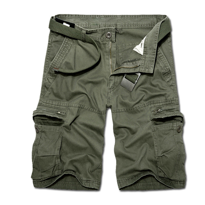 In stock wholesale factory direct pure cotton washed multi-pocket workwear middle pants men's fifth pants large quantity discount