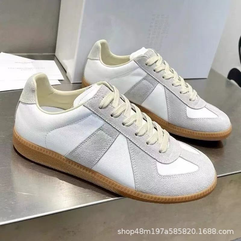 Maison Margiela Mm6 Cross-Border High-End Versatile Retro German Training Shoes for Women, Casual Genuine Leather White Sneakers, Low-Top Sports Shoes for Men Maison Margiela Mm6 Cross-Border High-End Versatile Retro German Training Shoes for Women, Casual Genuine Leather White Sneakers, Low-Top Sports Shoes for Men