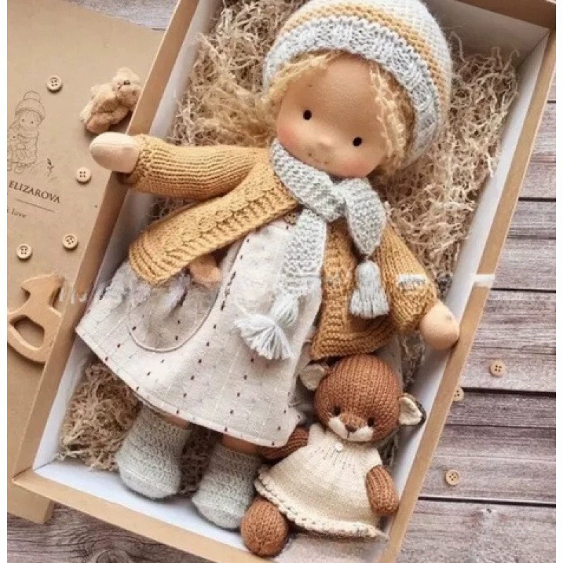 Хлопковый WaldorfDOLL Waldf Doll Pabout Artist Handmade Christmas Thumb Gift Box Blessing