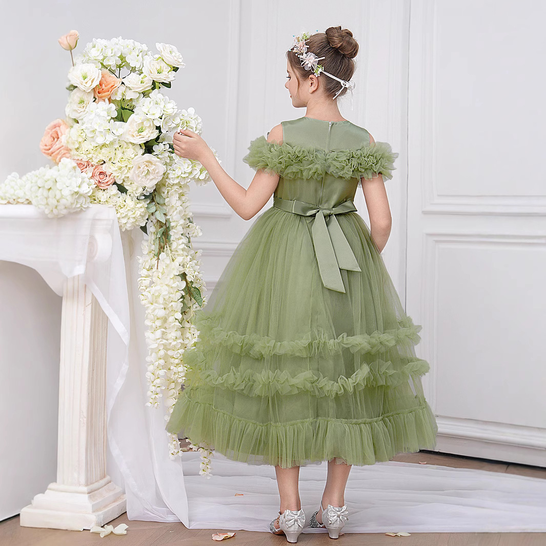 Vestido transfronterizo para niños, vestido de princesa, pastel de malla de moda, falda de tutú, niña de las flores, vestido de fiesta, vestido de noche